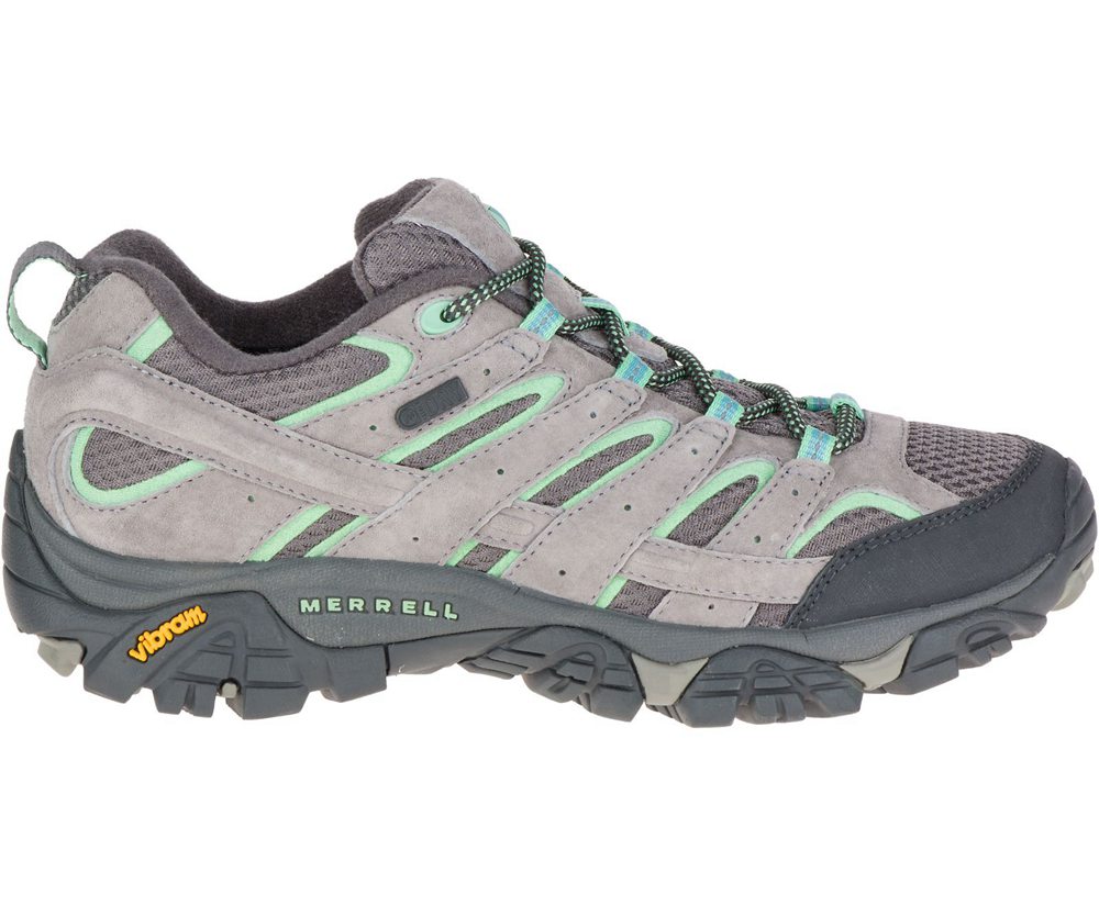 Buty Trekkingowe Merrell Damskie Szare/Mięta - Moab 2 Waterproof - 790386-HYI